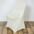 thumbnail image 1 of Efavormart 5PCS Stretchy Spandex Fitted Folding Chair Cover Dinning Event Slipcover For Wedding Party Banquet Catering - Ivory, 1 of 5