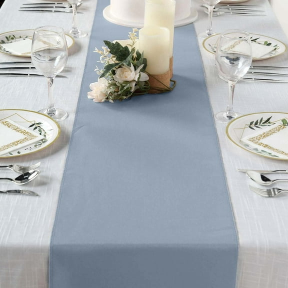 Efavormart 5PCS of DUSTY BLUE Premium Polyester Table Top Runner For Weddings Party Banquets Decor Fit Rectangle and Round Table