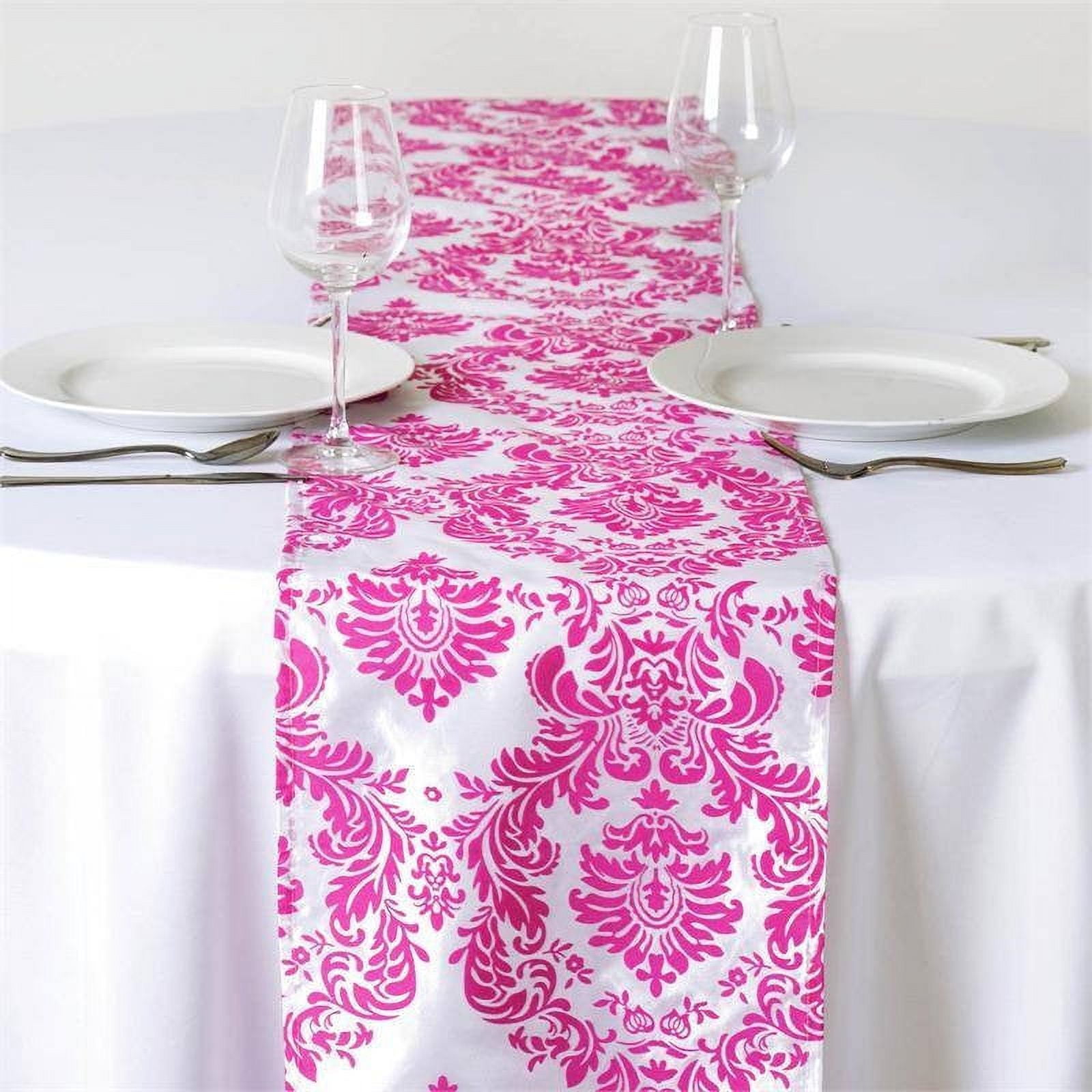 Efavormart 5PCS of Fushia Damask Flocking Premium Table Top Runner For