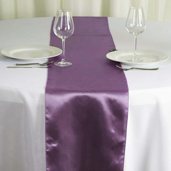 Efavormart 5PCS of Premium SATIN Table Top Runner For Weddings Birthday Party Fit Rectangle and Round Table 12" x 108"  Amethyst