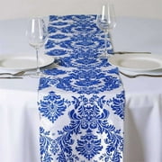 Efavormart 5PCS of Royal Blue Damask Flocking Premium Table Top Runner For Weddings Banquet Decor Fit Rectangle and Round Table