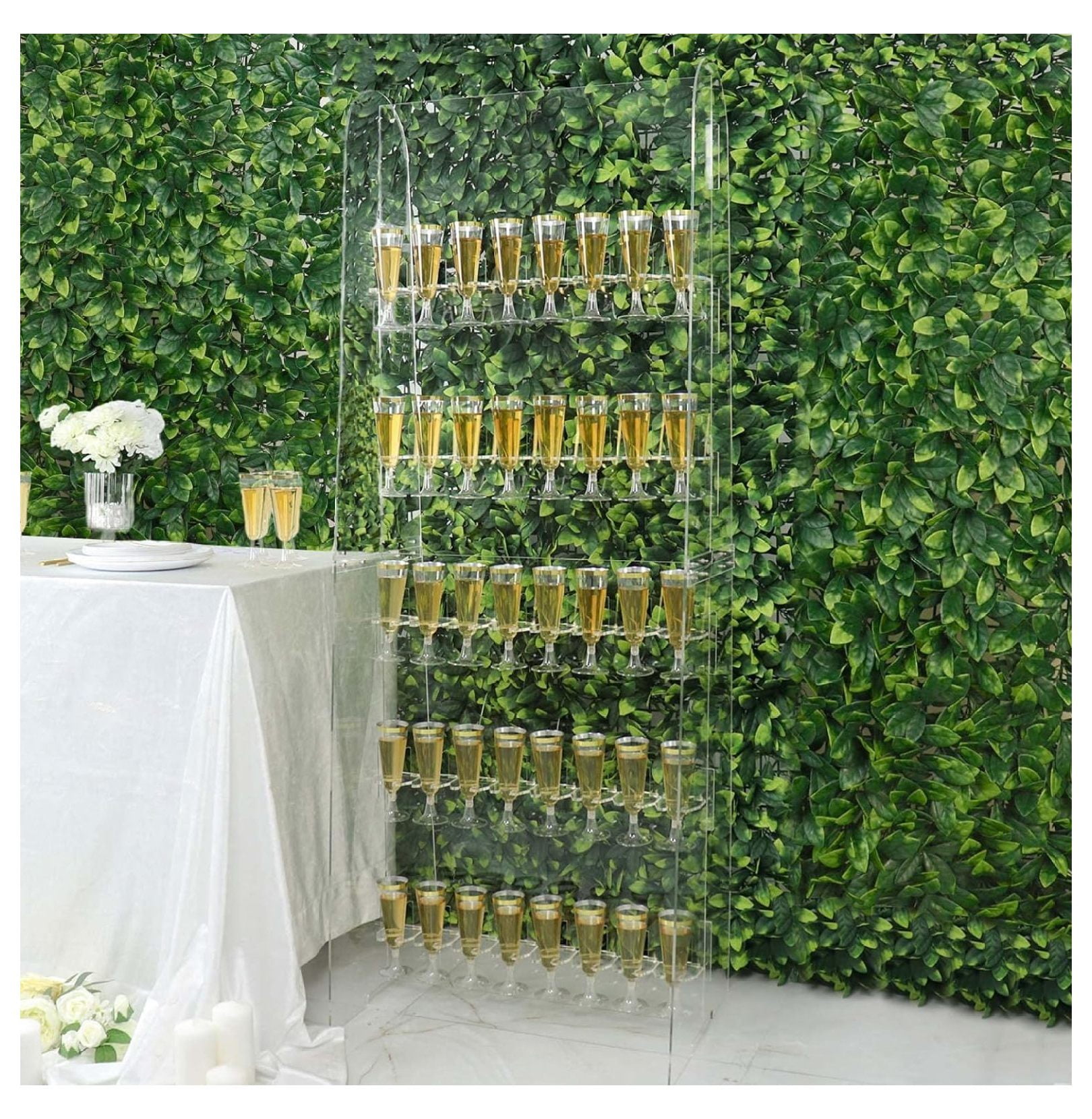 Clear Acrylic 5-Tier Champagne Flute Holder Stand, 5ft