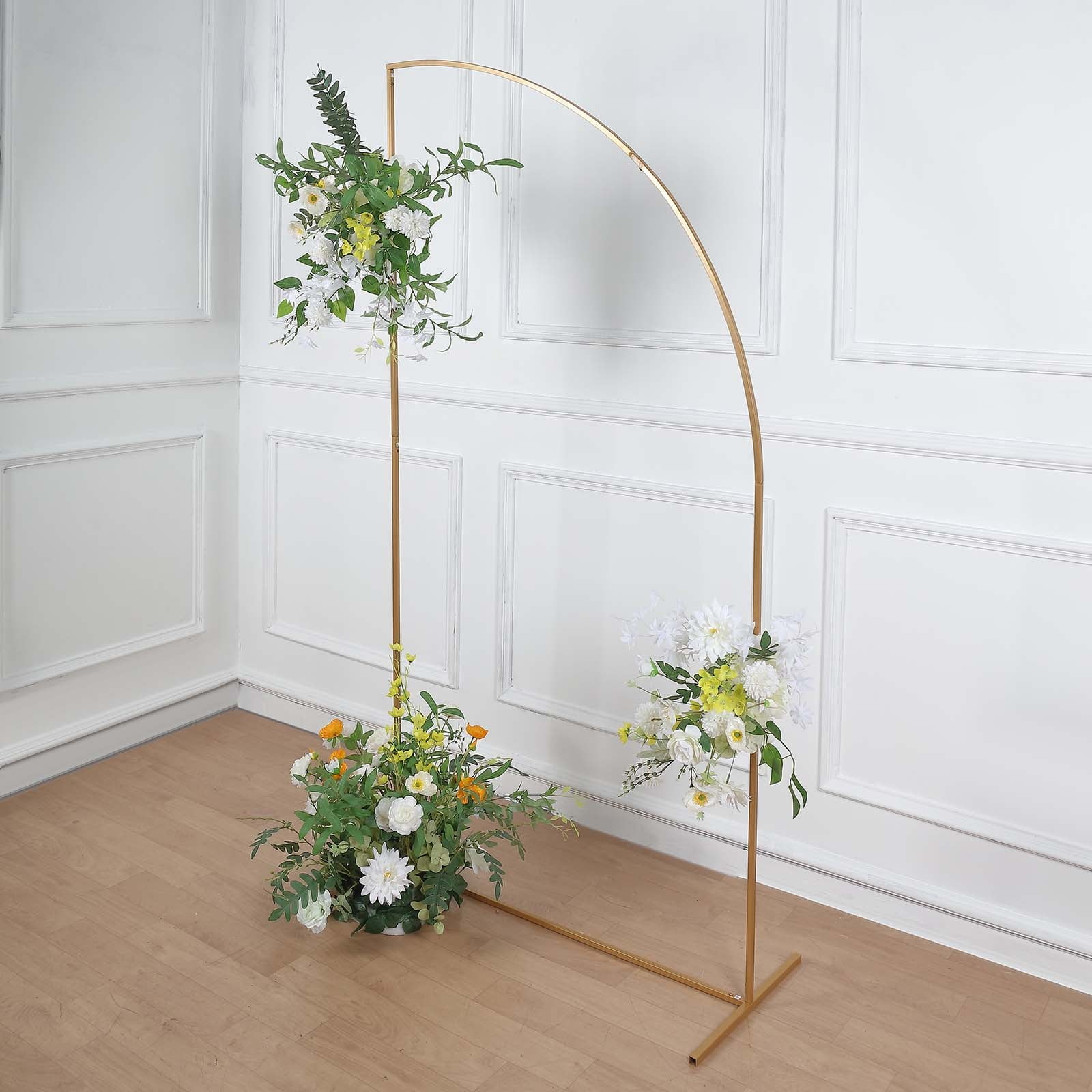 Lofaris 1X3.2Ft Gold Metal Wedding Floral Stand | Wedding Arch Decorations | Wooden Wedding Arch for Decorations | Circle Wedding Arch Decor