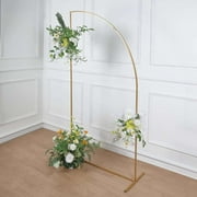 Efavormart 5ft Gold Metal Wedding Arch Chiara Backdrop Stand, Half Moon Floral Frame Arbor Display