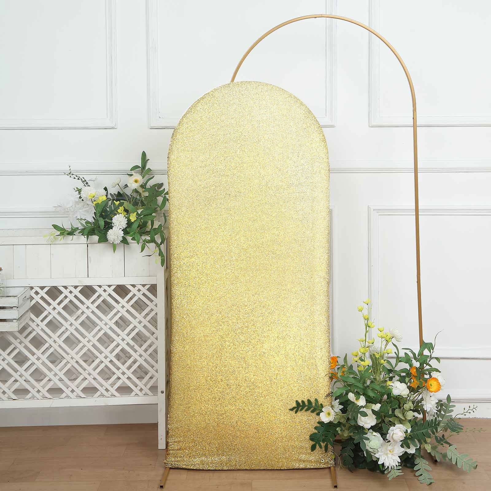Efavormart 5ft Shiny Champagne Spandex Fit Round Top Backdrop Frame ...