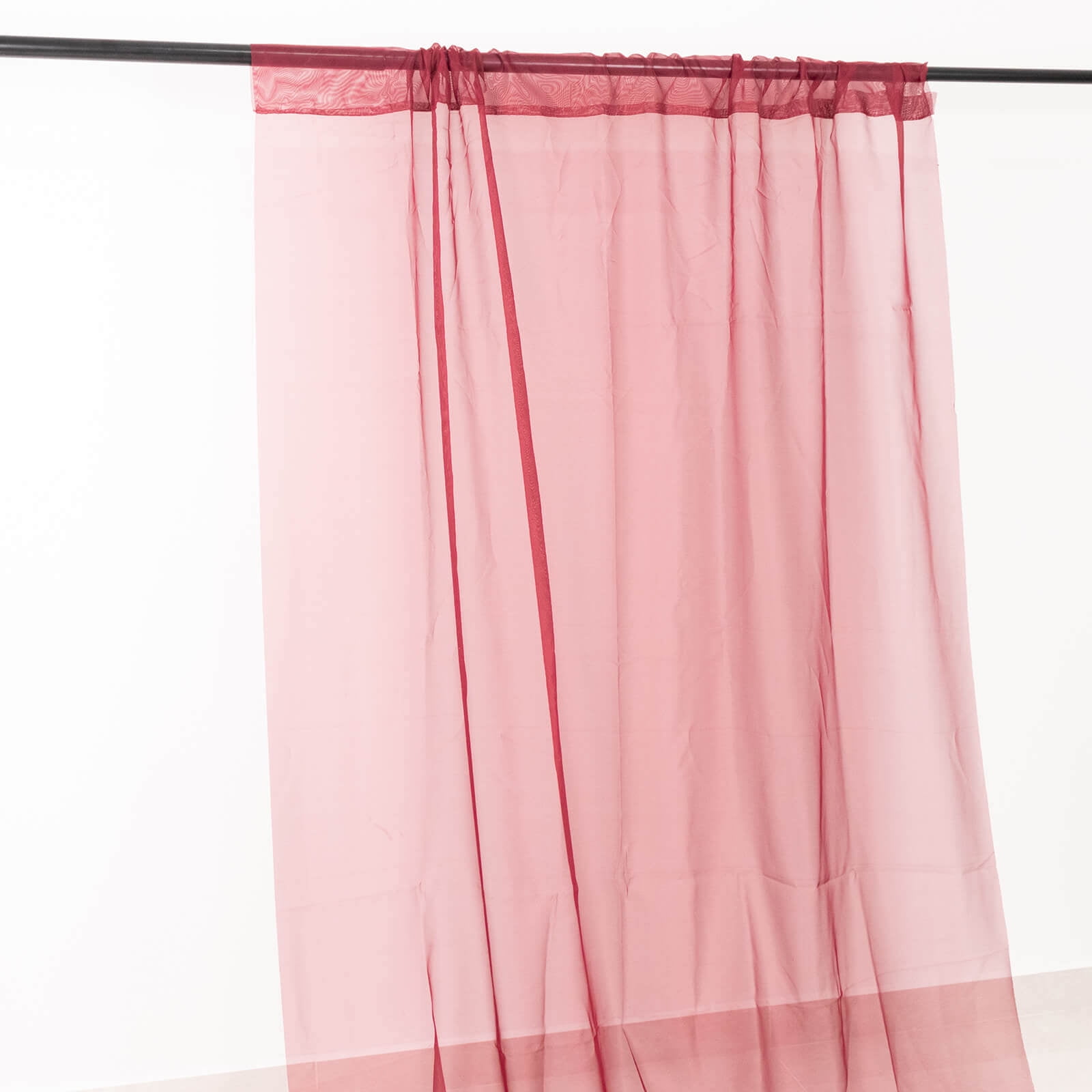 Efavormart 5ftx32ft Premium Burgundy Chiffon Curtain Panel, Backdrop Ceiling Drapery With Rod Pocket