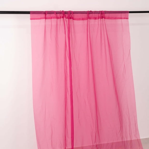 Efavormart 5ftx32ft Premium Fuchsia Chiffon Curtain Panel, Backdrop Ceiling Drapery With Rod Pocket