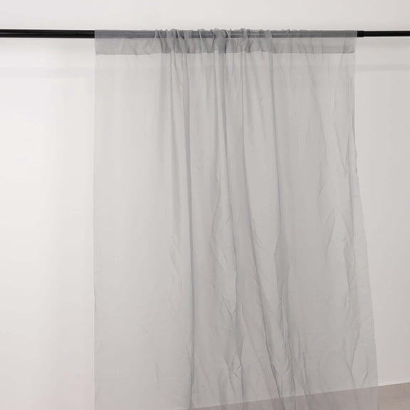 Efavormart 5ftx32ft Premium Silver Chiffon Curtain Panel, Backdrop Ceiling Drapery With Rod Pocket