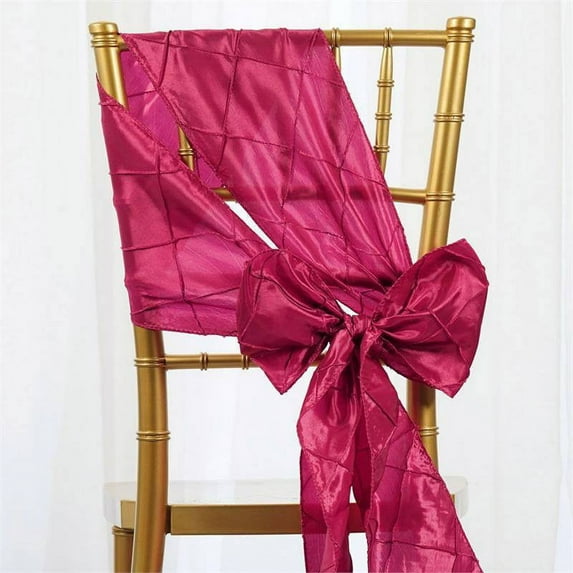 Efavormart 5pc x Fushia Pintuck Chair Sash for Wedding Events Banquet Decor Chair Bow Sash Party Decoration Supplies