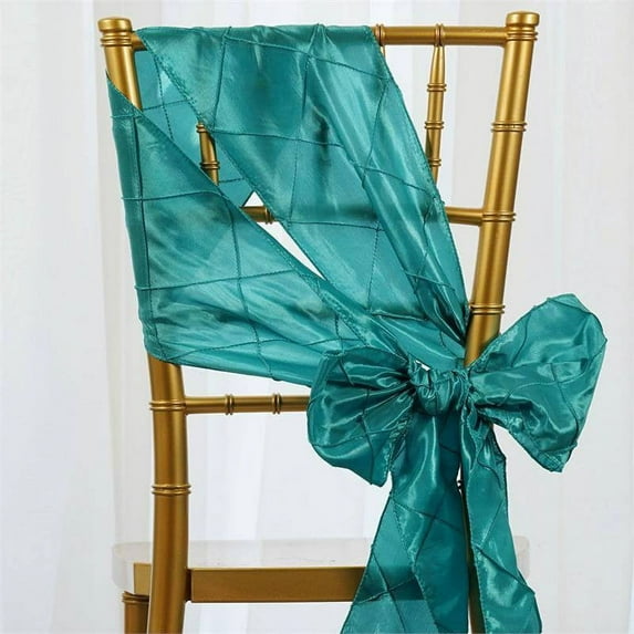 Efavormart 5pc x Turquoise Pintuck Chair Sash for Wedding Events Banquet Decor Chair Bow Sash Party Decoration Supplies