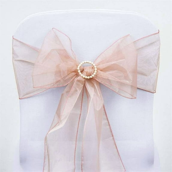 Efavormart 5 Pack | Dusty Rose Sheer Organza Chair Sashes