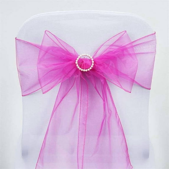 Efavormart 5 Pack | Fuchsia Sheer Organza Chair Sashes