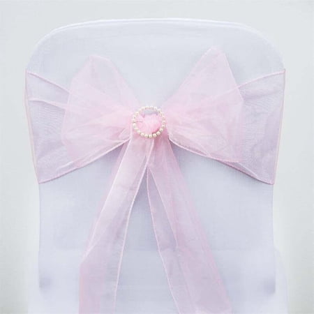 Efavormart 5 Pack | Pink Sheer Organza Chair Sashes