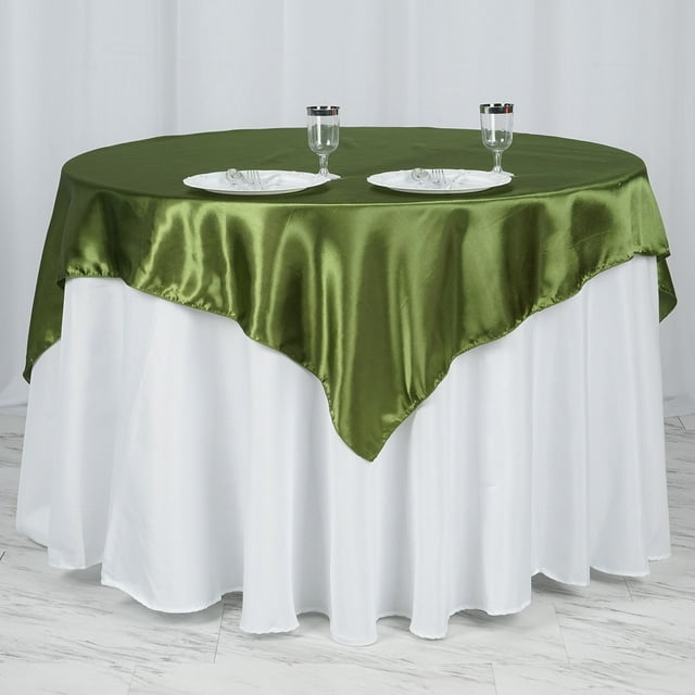 Efavormart Pack of 5 | 60" SATIN Square Tablecloth Overlay For Wedding Catering Party Table Top Decorations MOSS / WILLOW