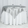 thumbnail image 1 of Efavormart 5pcs 60" SATIN Square Tablecloth Overlay For Wedding Catering Party Table Top Decorations SILVER, 1 of 5