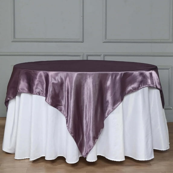 Efavormart 5pcs 72" SATIN Square Tablecloth Overlay For Wedding Catering Party Table Decorations Amethyst Square Tablecloth Cover