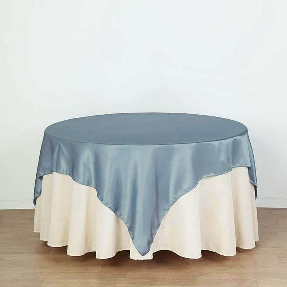 Efavormart 5pcs 72" SATIN Square Tablecloth Overlay For Wedding Catering Party Table Decorations DUSTY BLUE Square Tablecloth Cover