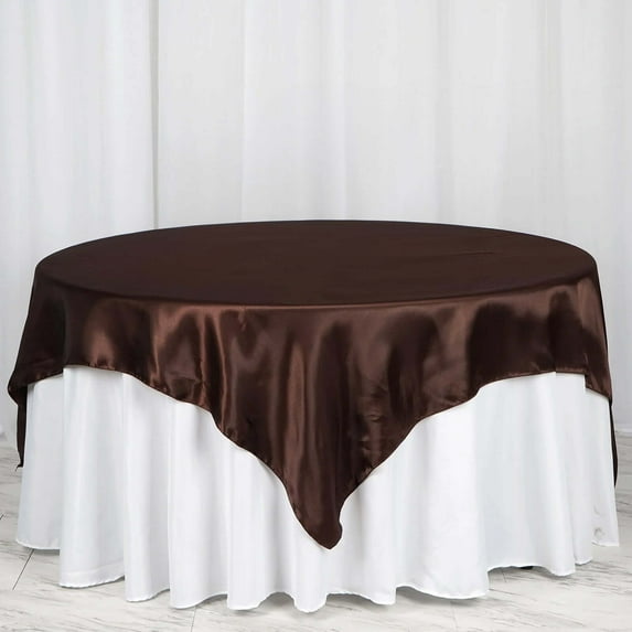 Efavormart 5pcs 72" SATIN Square Tablecloth Overlay For Wedding Catering Party Table Top Decorations CHOCOLATE
