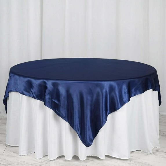 Efavormart 5pcs 72" SATIN Square Tablecloth Overlay For Wedding Catering Party Table Top Decorations NAVY BLUE