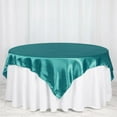 thumbnail image 1 of Efavormart Pack of 5 | 72" SATIN Square Tablecloth Overlay For Wedding Catering Party Table Decorations TURQUOISE Square Tablecloth Cover, 1 of 10