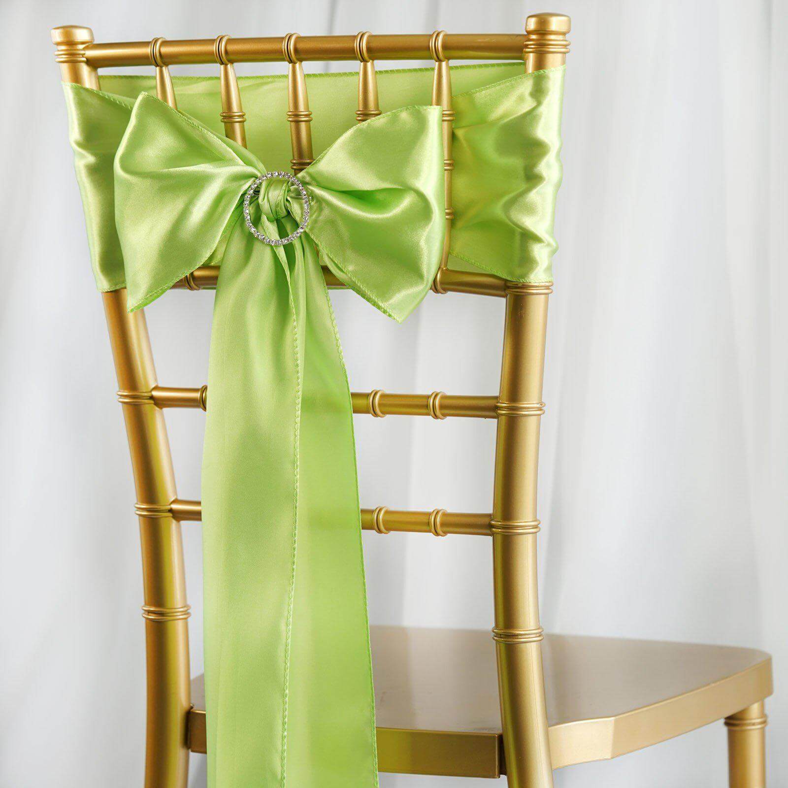 Efavormart 5pcs Lime Green SATIN Chair Sashes Tie Bows for Wedding Events Decor Chair Bow Sash Party Decoration Supplies 6 x106