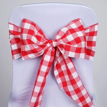 Efavormart 5pcs | Buffalo Plaid Checkered Chair Sashes - Red/White