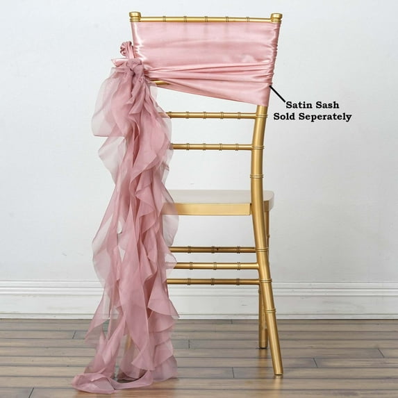 Efavormart 5pcs Chiffon DUSTY ROSE Curly Chair Sashes For Restaurant Kitchen Party Decorations Wedding Banquet Event