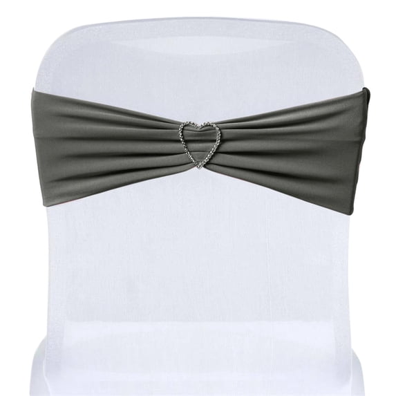 Efavormart 5pcs Grey Spandex Chair Sash, Elastic Band Sashes Fitted chair tie for wedding Event Banquet Decor