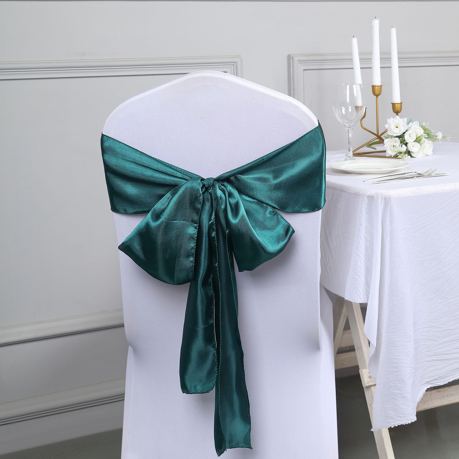 Efavormart 5pcs Peacock Teal SATIN Chair Sashes Tie Bows for Wedding Events Decor Chair Bow Sash Party Decoration Supplies 6 x106