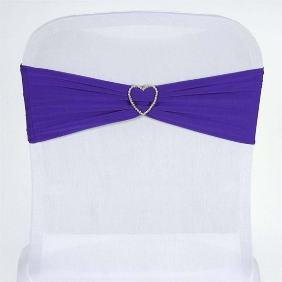 Efavormart 5pcs Purple Spandex Chair Sash, Elastic Band Sashes Fitted chair tie for wedding Event Banquet Decor