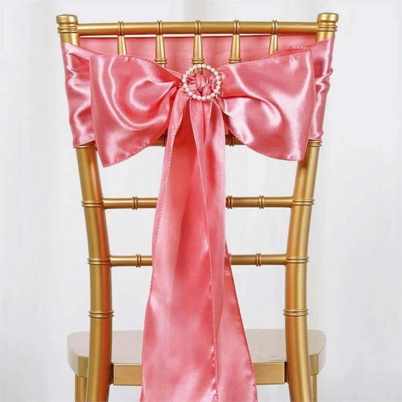Efavormart 5 Pack | Rose Quartz Satin Chair Sashes | 6"x106"