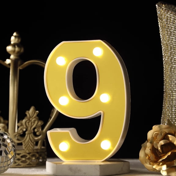 Efavormart 6" 3D Gold Marquee Letters 5 LED Light Up Letters Warm White LED Letter Lights - 9