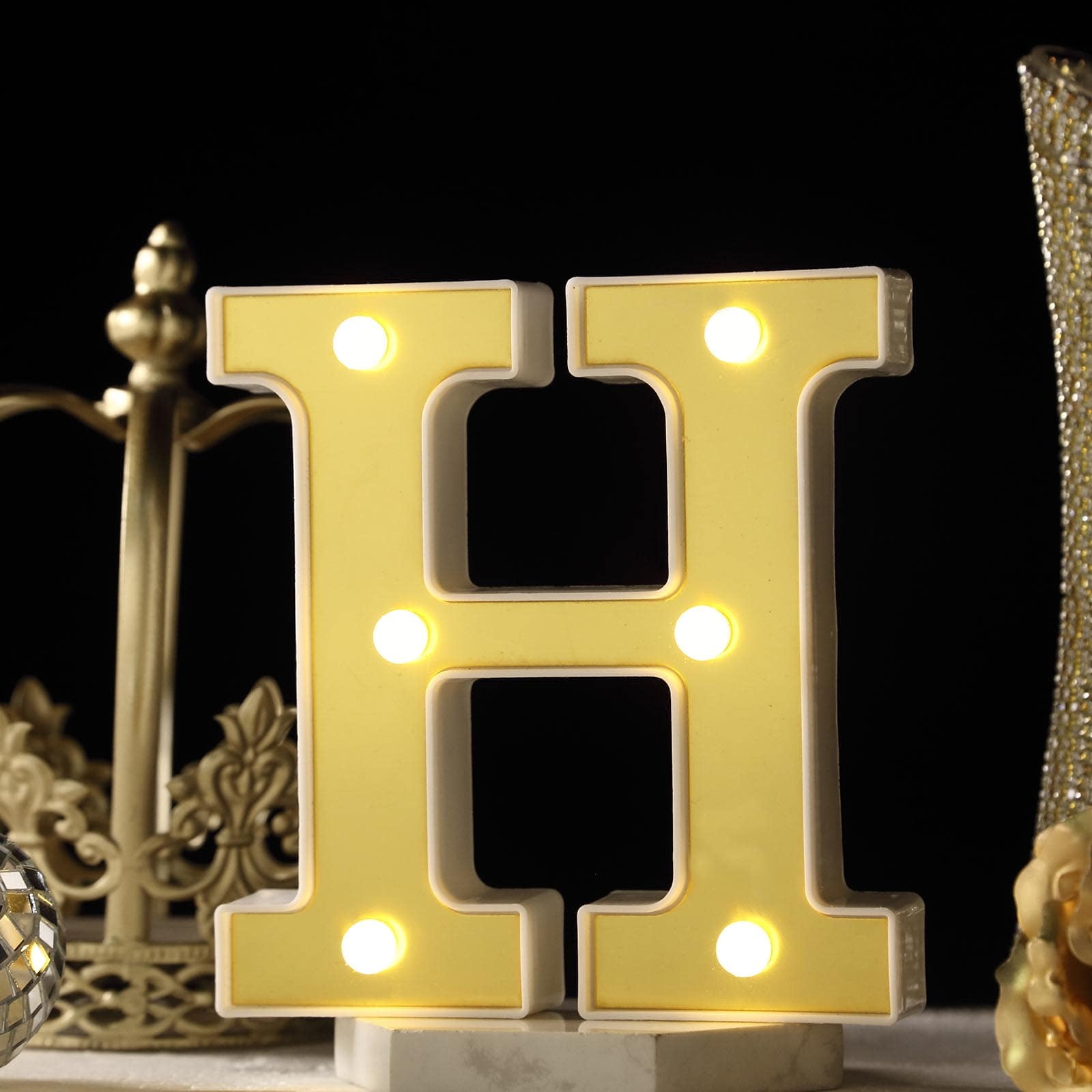 Efavormart 6 inch 3D Gold MARQUEE Letters 5 LED Light Up Letters Warm White LED Letter Lights - &, Silver