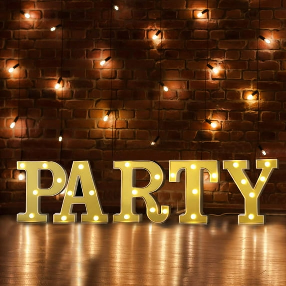 Efavormart 6" 3D Gold Marquee Letters 5 LED Light Up Letters Warm White LED Letter Lights - P