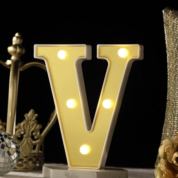 Efavormart 6" 3D Gold Marquee Letters 5 LED Light Up Letters Warm White LED Letter Lights - V