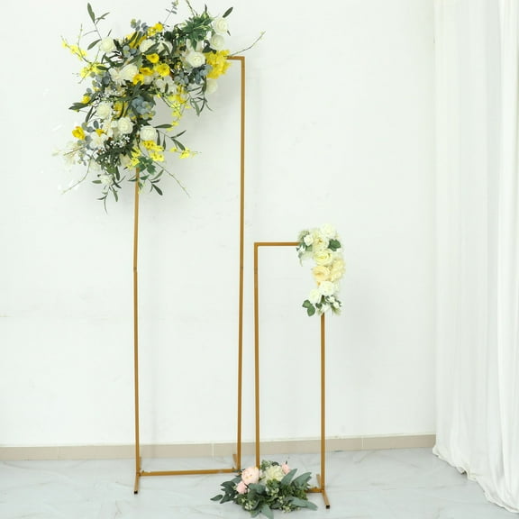 Efavormart 6.5ft Gold Metal Backdrop Wedding Flower Stand, Vase Column Centerpiece, Floor Standing Flower Rack