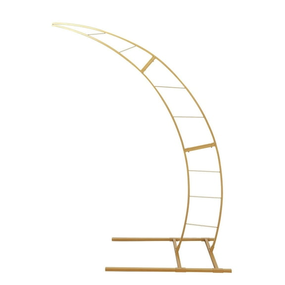 Efavormart 6.5ft Gold Metal Crescent Moon Wedding Arch Photography Backdrop Stand, Curved Design Flower Balloon Frame, Collapsible Arbor Stand With Solid Rectangular Base