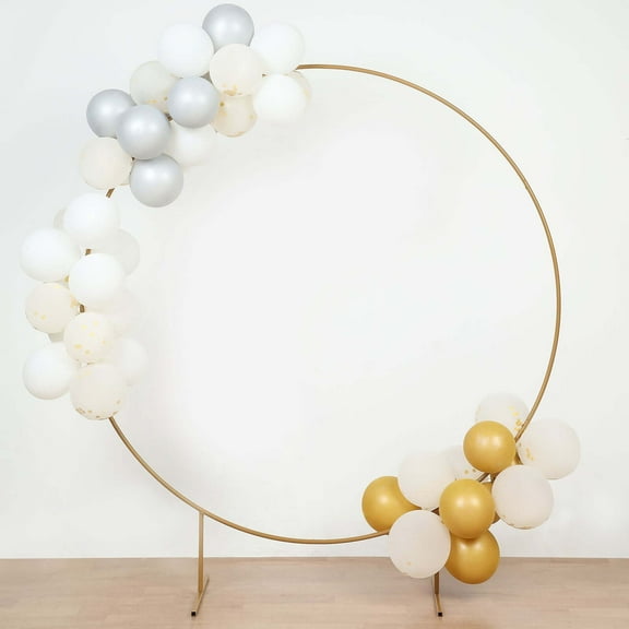 Efavormart 6.5ft Gold Metal Floral Balloon Garland Hoop, Round Backdrop Frame, Circle Wedding Arch