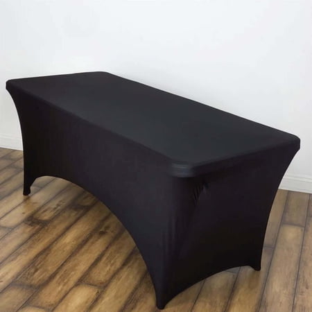 Efavormart 6 FT Fitted Black Rectangular Stretchy Spandex Tablecloth For Wedding Party Tradeshow Decor Decoration
