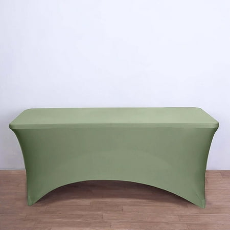 Efavormart 6 FT Fitted Eucalyptus Sage Green Rectangular Stretchy Spandex Tablecloth For Wedding Party Tradeshow Decor Decoration
