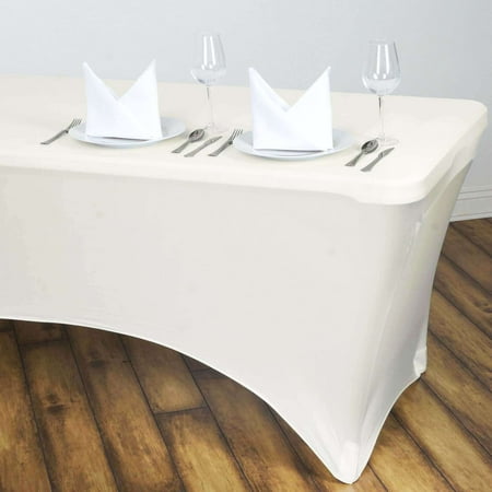 Efavormart 6 FT Fitted Ivory Rectangular Stretchy Spandex Tablecloth For Wedding Party Tradeshow Decor Decoration
