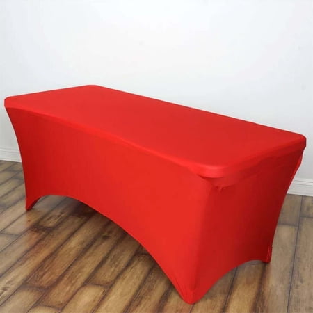 Efavormart 6 FT Fitted Red Rectangular Stretchy Spandex Tablecloth For Wedding Party Tradeshow Decor Decoration