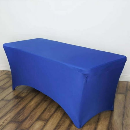 Efavormart 6 FT Fitted Royal Blue Rectangular Stretchy Spandex Tablecloth For Wedding Party Tradeshow Decor Decoration