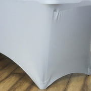 Efavormart 6 FT Fitted Silver Rectangular Stretchy Spandex Tablecloth For Wedding Party Tradeshow Decor Decoration