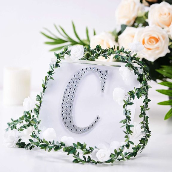 Efavormart 6" Letter C Silver Self-Adhesive Rhinestone Number Stickers for DIY Crafts, Handicraft Art, Graduation Cap Decorations Birthday Party, Wedding Alpha-Numeric stickers