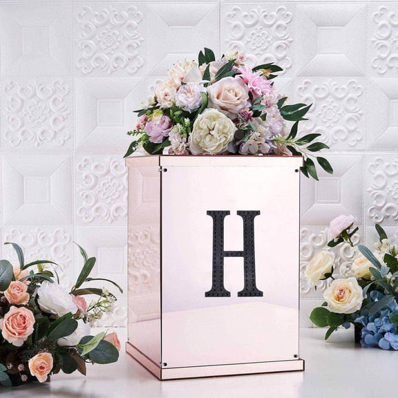 Efavormart 6" Letter H Black Self-Adhesive Rhinestone Number Stickers for DIY Crafts, Handicraft Art, Graduation Cap Decorations Birthday Party, Wedding Alpha-Numeric stickers