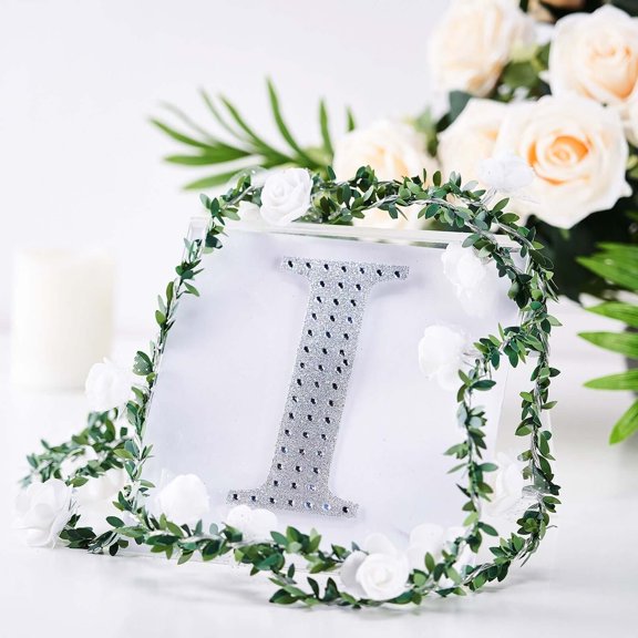 Efavormart 6" Letter I Silver Self-Adhesive Rhinestone Number Stickers for DIY Crafts, Handicraft Art, Graduation Cap Decorations Birthday Party, Wedding Alpha-Numeric stickers