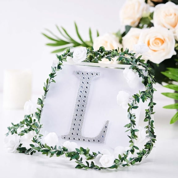 Efavormart 6" Letter L Silver Self-Adhesive Rhinestone Number Stickers for DIY Crafts, Handicraft Art, Graduation Cap Decorations Birthday Party, Wedding Alpha-Numeric stickers