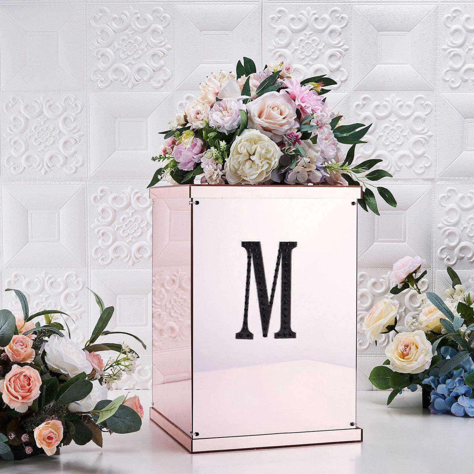 Efavormart 6" Letter M Black Self-Adhesive Rhinestone Number Stickers