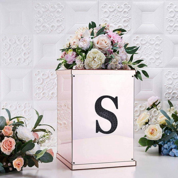 Efavormart 6" Letter S Black Self-Adhesive Rhinestone Number Stickers for DIY Crafts, Handicraft Art, Graduation Cap Decorations Birthday Party, Wedding Alpha-Numeric stickers